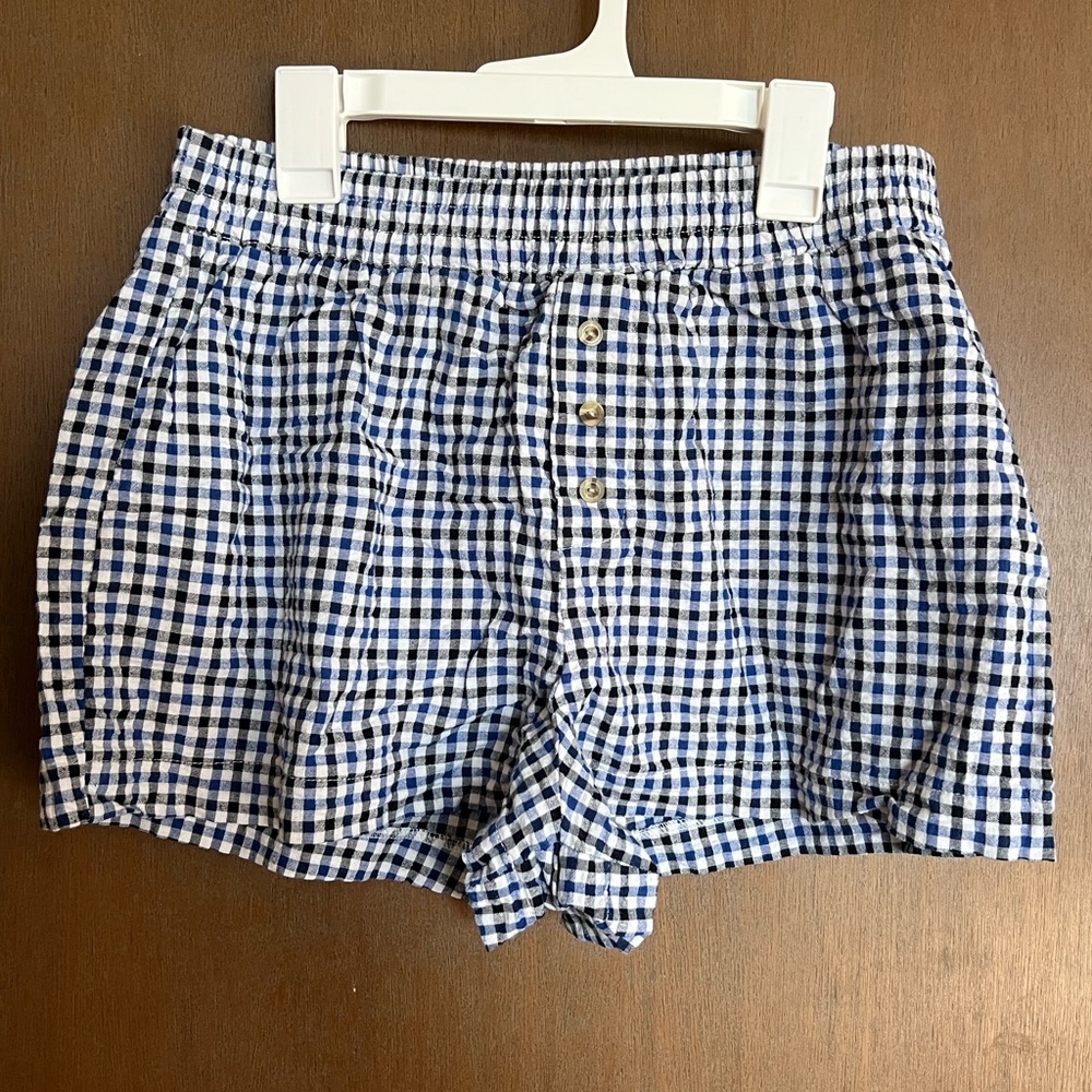 Urban Outfitters Blue and White Gingham Women's Shorts